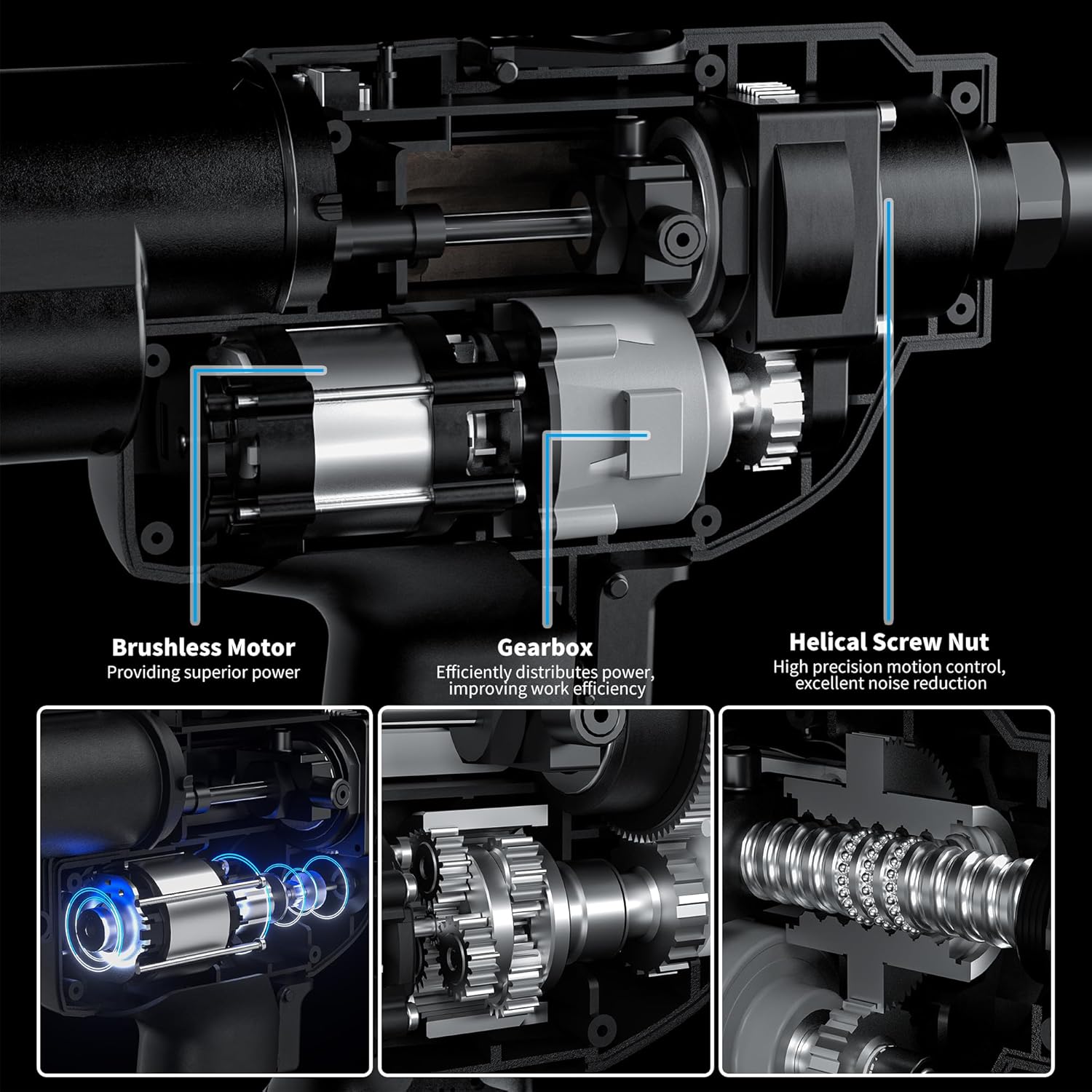 18V Brushless Rivet Gun, Battery Cordless Rivet Tool Compatible with Stainless Steel Rivets, Bare Machine Automatic Rivet Recoil with MWK Battery Converter, Portable Carrying Case